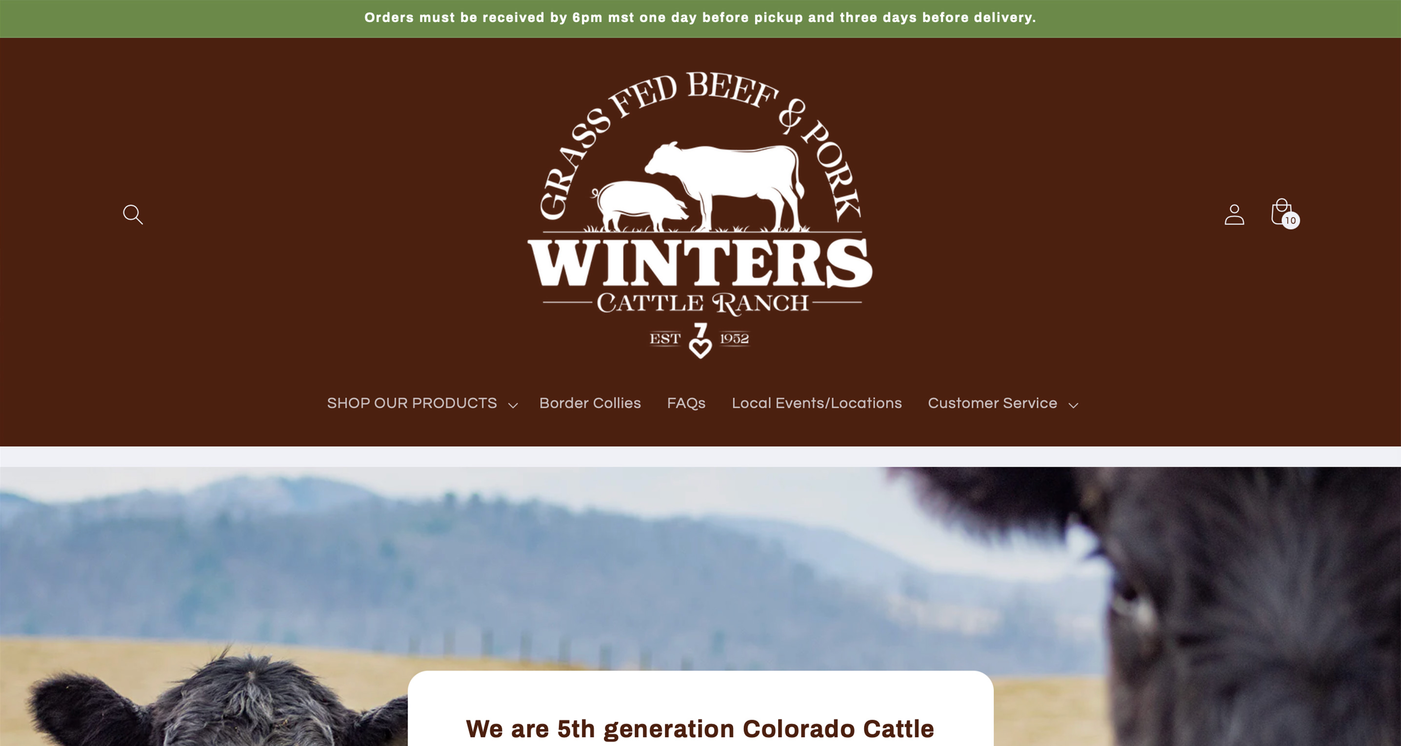 customized shopify website for WintersCattleRanch.com
